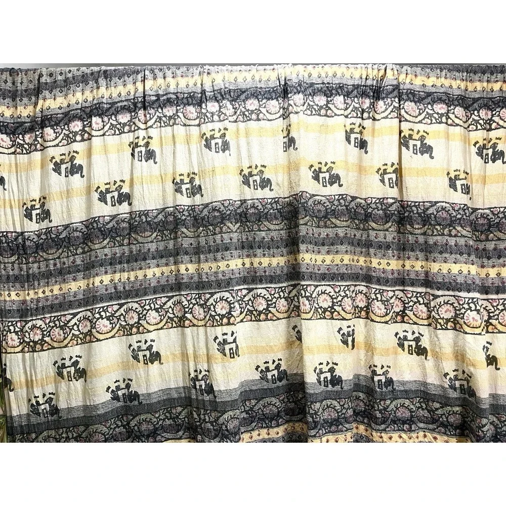 Vintage Hand Woven Likely Cotton Fabric From India Elephants 80